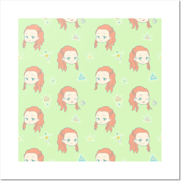 Chibi Aloy pattern (green) Wall Art by Silveretta